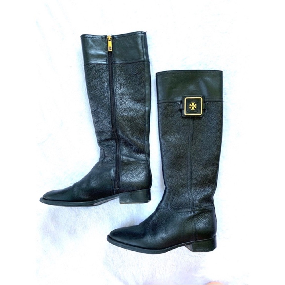 Tory Burch Black Leather Knee-High Boots